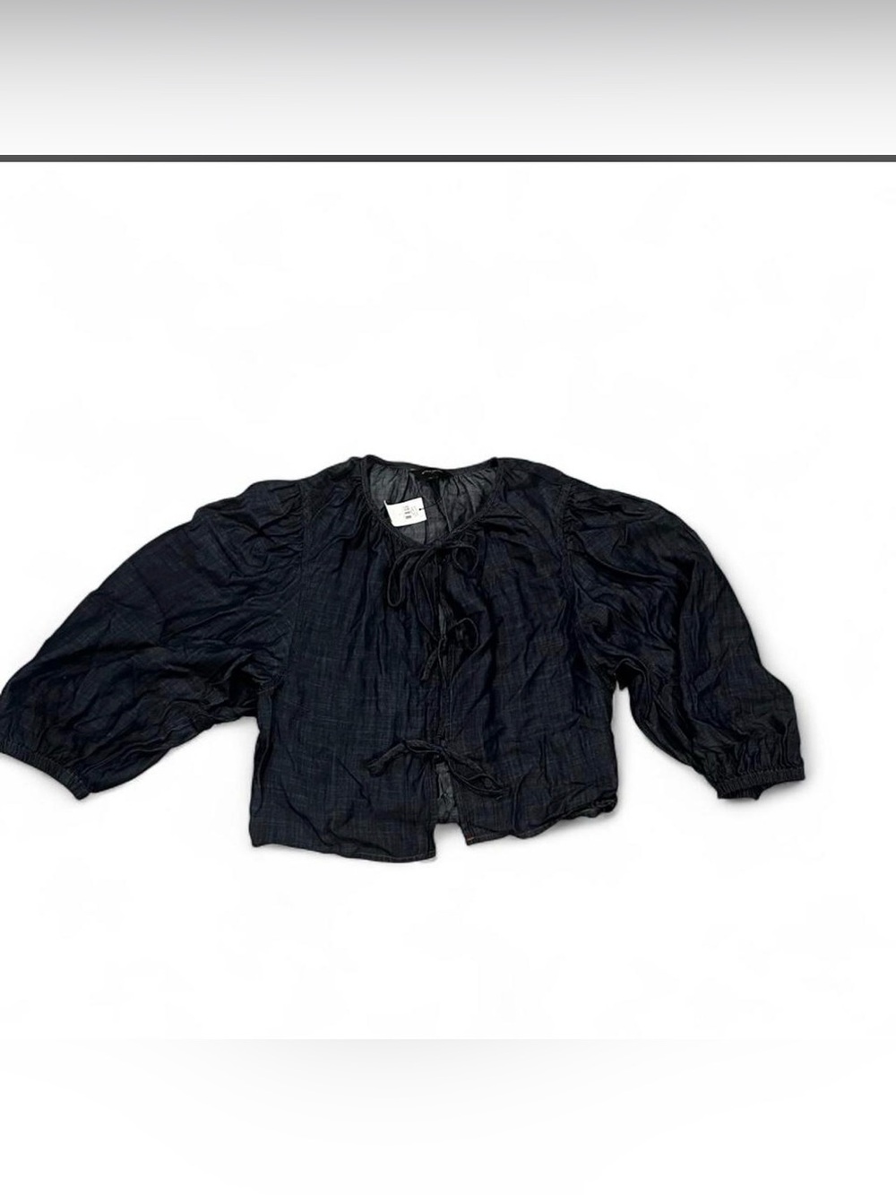 Banana Republic Dark Chambray Tie-Front Peasant Blouse